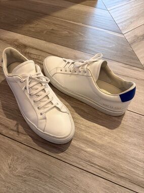Common Projects White Leather Sneakers with Blue Heel Tab